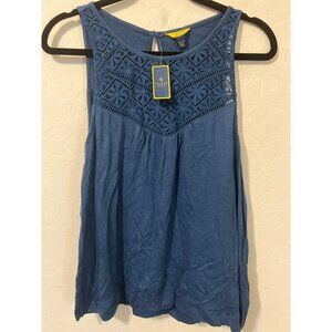 NWT Prince & Fox Blue Lace Inset Tank Top Flowy Sz XL Boho Beachy